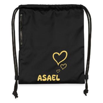 Cadeau pour Asaël - Sac à cordon en polyester recyclé - noir - Devant