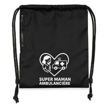 Super maman ambulancière – Cœur urgence - Sac à cordon en polyester recyclé - military green - Devant