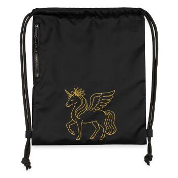 Elegant Gold Line Pegasus Unicorn Fantasy Art - Gymsac made from recycled material - black - Front