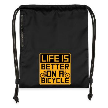 La vie est meilleure à vélo. Cyclisme Sport - Sac à cordon en polyester recyclé - noir - Devant