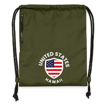 Amerikanischer Flaggenschild Hawaii - Turnbeutel aus Recycling-Material - military Green - Vorne