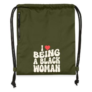 Déclaration d’identité de la fière femme noire - Sac à cordon en polyester recyclé - military green - Devant