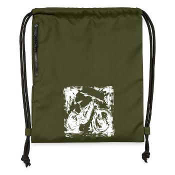 Mountain Bike Lover Graphic - Gymsac made from recycled material - military green - Front