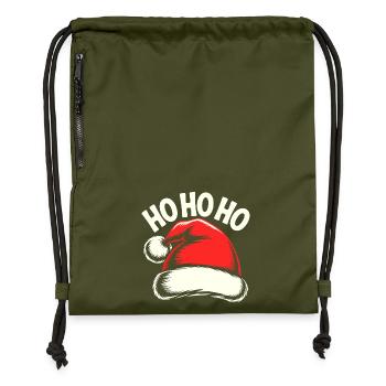Weihnachtliches Santa-Hut Motiv - Turnbeutel aus Recycling-Material - military Green - Vorne