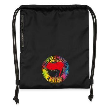 Anti-fascist action - Gymsac made from recycled material - black - Front