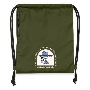 Introvert dad funny antisocial dads dark western - Gymsac made from recycled material - military green - Front
