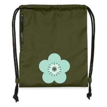 Mint Green & Blue Flower - Gymsac made from recycled material - military green - Front