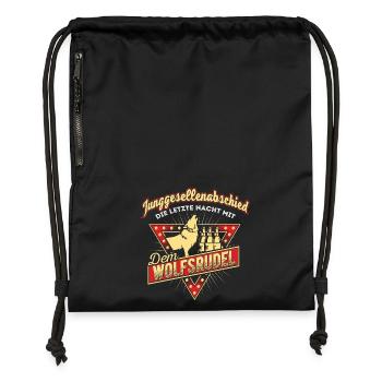 Junggesellenabschied Wolf JGA - Turnbeutel aus Recycling-Material - Schwarz - Vorne