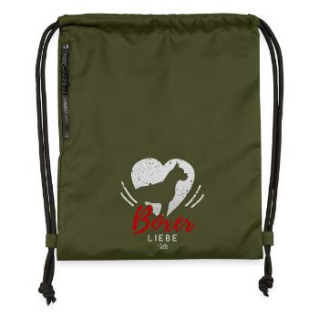 Boxer Liebe mit Herz - Turnbeutel aus Recycling-Material - military Green - Vorne
