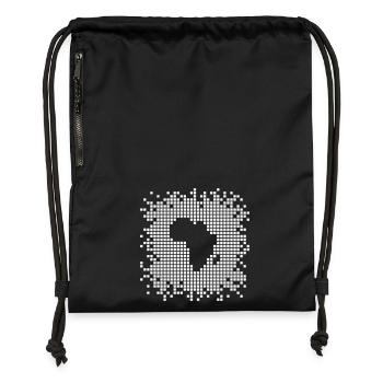 Afrika Pixel Design - Turnbeutel aus Recycling-Material - Schwarz - Vorne