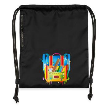 colorful school ranches with school accessories - Gymsac made from recycled material - black - Front
