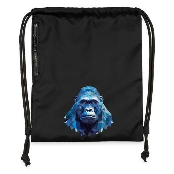 Gorille cool avec glace - Polygon Design - Sac à cordon en polyester recyclé - noir - Devant