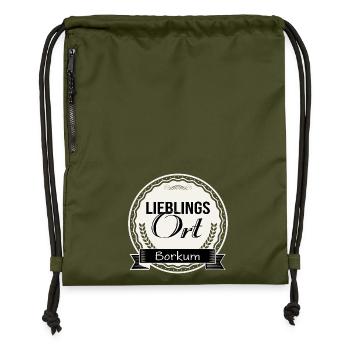 Lieblingsort Borkum - Turnbeutel aus Recycling-Material - military Green - Vorne