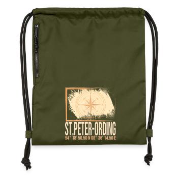 St Peter Ording Koordinaten - Turnbeutel aus Recycling-Material - military Green - Vorne