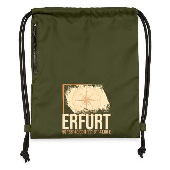 Erfurt Koordinaten - Turnbeutel aus Recycling-Material - military Green - Vorne