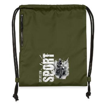 Eins mit dem Sport - Motocross - Turnbeutel aus Recycling-Material - military Green - Vorne