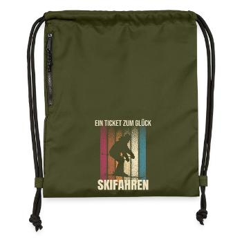 Ein Ticket zum Glück - Skifahren - Turnbeutel aus Recycling-Material - military Green - Vorne