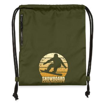 Snowboard Leidenschaft - Turnbeutel aus Recycling-Material - military Green - Vorne
