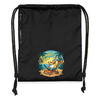 Un joyeux perroquet sous le soleil - Sac à cordon en polyester recyclé - noir - Devant