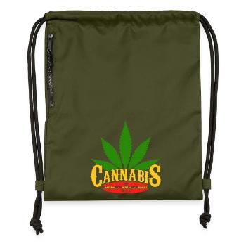 Cannabis-Logo mit Blatt und 420 Details - Turnbeutel aus Recycling-Material - military Green - Vorne