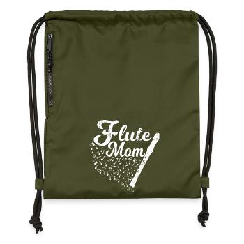 Maman joueuse de flûte - Sac à cordon en polyester recyclé - military green - Devant