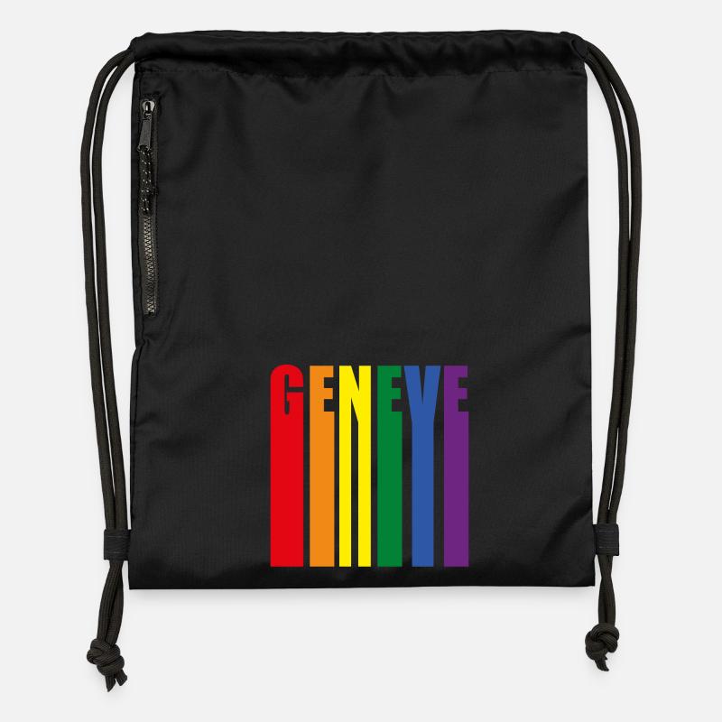 Conception de mot GENEVE coloré - Sac à cordon en polyester recyclé - noir
