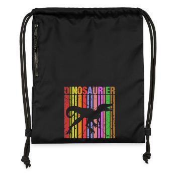 Silhouette de dinosaure avec détails de couleur - Sac à cordon en polyester recyclé - noir - Devant