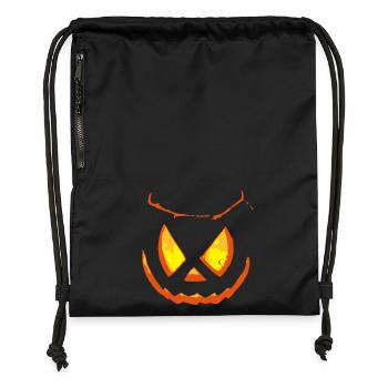 Kürbisgesicht Halloween Seltsam - Turnbeutel aus Recycling-Material - Schwarz - Vorne