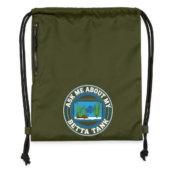 Frag mich nach meinem Betta-Aquarium - Turnbeutel aus Recycling-Material - military Green - Vorne