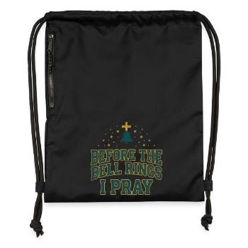 Before the Bell Rings I Pray Christlicher Lehrer - Turnbeutel aus Recycling-Material - Schwarz - Vorne