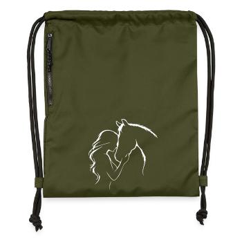 Pferd Mädchen Herz Liebe Reiten Reiterin - Turnbeutel aus Recycling-Material - military Green - Vorne