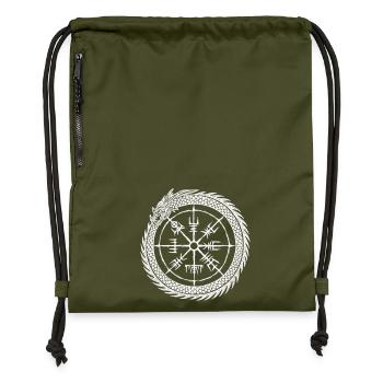 Vegvisir Midgardschlange - Wikinger Kompass - Turnbeutel aus Recycling-Material - military Green - Vorne