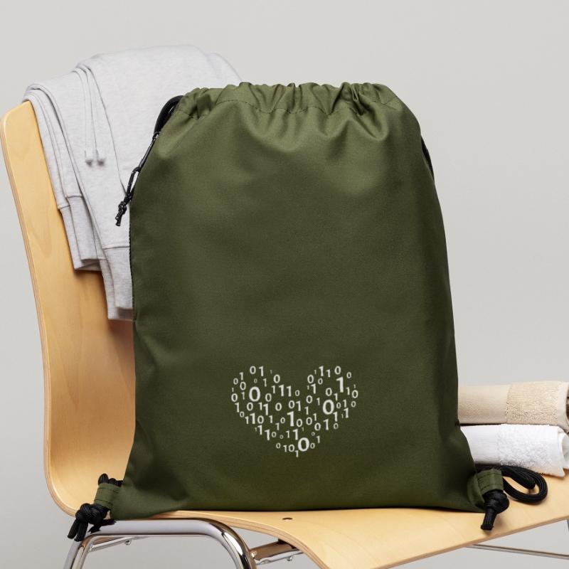 Heart binary coding Gymsac made from recycled material