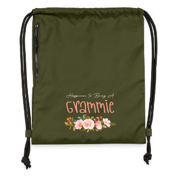 Happiness Is Being Grammie Floral Flower Grandma - Gymsac made from recycled material - military green - Front