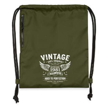 Born in September 1981 - Gymsac made from recycled material - military green - Front