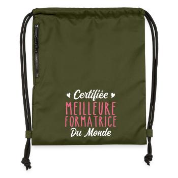 Certifiée meilleure formatrice du monde - Sac à cordon en polyester recyclé - military green - Devant