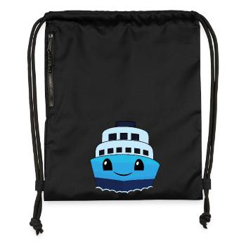Cute Kawaii Cruise Ship Design - Gymsac made from recycled material - black - Front