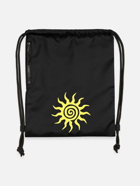 Spiral-Sonne - Turnbeutel aus Recycling-Material - Schwarz