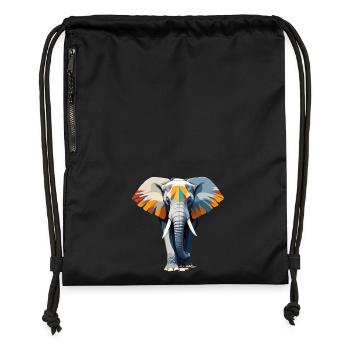 Elefant Vektor Kunst Lebendige Farbe Illustration - Turnbeutel aus Recycling-Material - Schwarz - Vorne