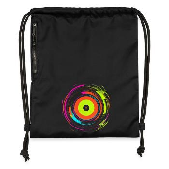Vinyl Record Retrowave - Gymsac made from recycled material - black - Front