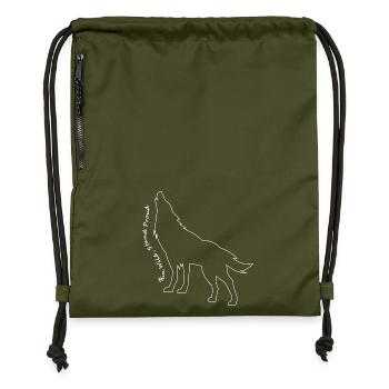 Heulender Wolf Linie Kunst Design - Turnbeutel aus Recycling-Material - military Green - Vorne