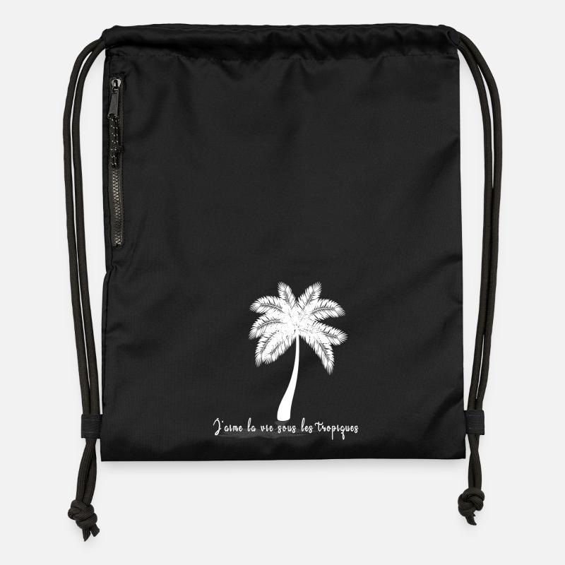 Palmier Silhouette Tropical - Sac à cordon en polyester recyclé - noir