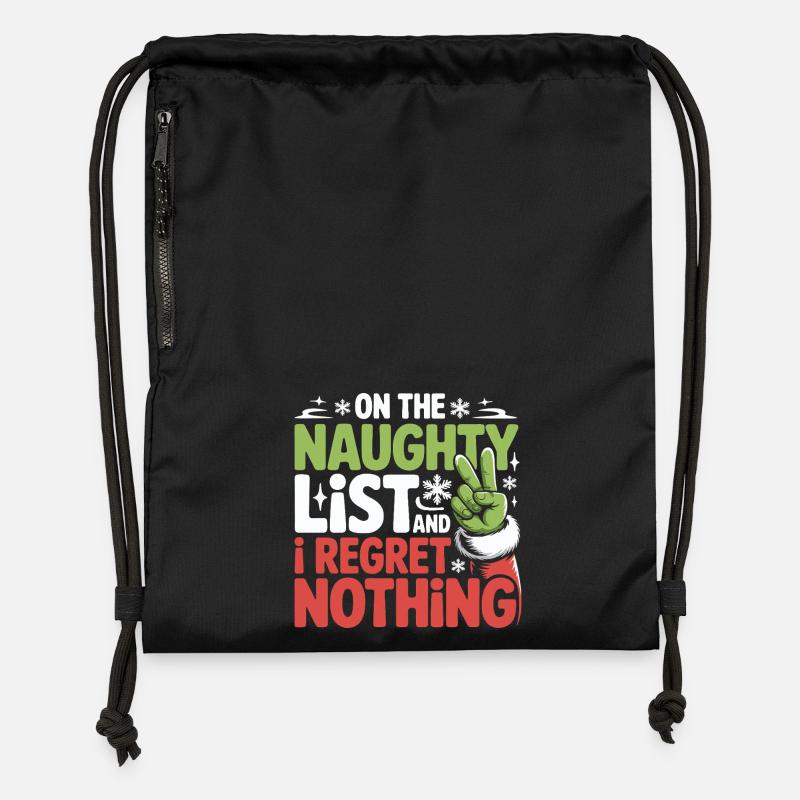 Liste de coquins drôles Regret Rien de Noël - Sac à cordon en polyester recyclé - noir