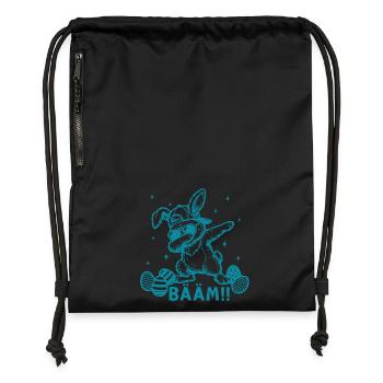 Draps de Pâques drôles Lapin de Pâques Bääm - Sac à cordon en polyester recyclé - noir - Devant