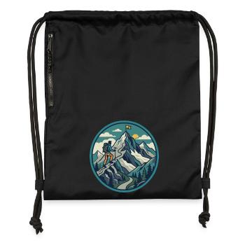 Motif du sommet de l’aventure alpiniste - Sac à cordon en polyester recyclé - noir - Devant