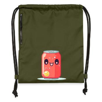 Kawaii Lemonade Tin with Face - Gymsac made from recycled material - military green - Front