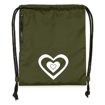 Heart White Valentine's Day - Gymsac made from recycled material - military green - Front