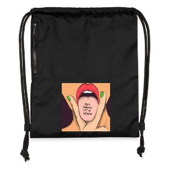 manger la chatte de son végétalien - Sac à cordon en polyester recyclé - noir - Devant