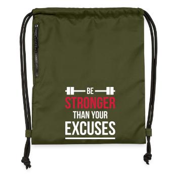 Soyez plus fort que vos excuses EPS blanc de remise en forme - Sac à cordon en polyester recyclé - military green - Devant
