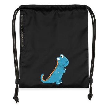 Lustiger Kleiner Dino I Jungen Kinder Geschenk - Turnbeutel aus Recycling-Material - Schwarz - Vorne